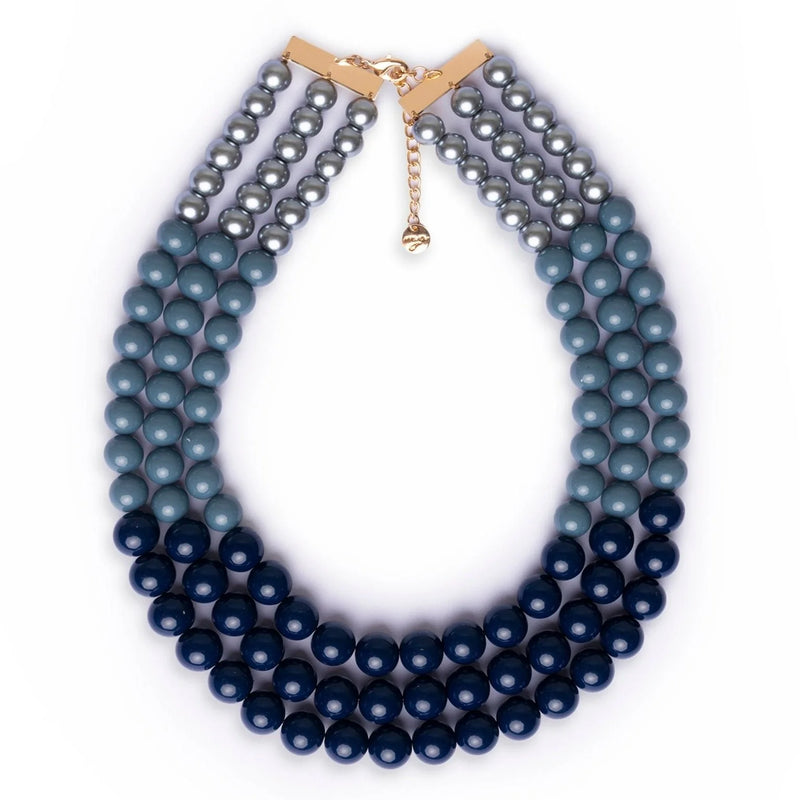 Collana girocollo multilinee con sfere in acrilico tono blu