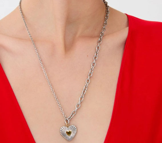 Nali' Collana Cuore Zigrinato Oro/Argento DWCL0112