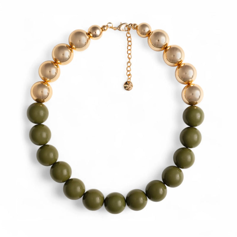 Mya Accessories G11261 Collana girocollo con sfere di colore verde ed oro