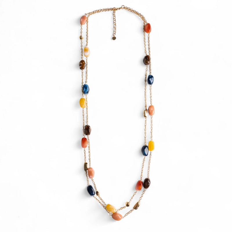 Mya Accessories G11623 Collana multifilo a catena con pietre in acrilico multi blu