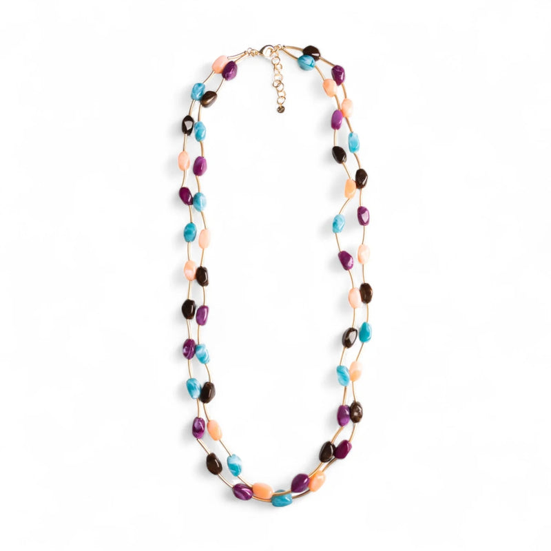 Mya Accessories Collana G11691 lunga a due fili con pietre in acrilico multi viola