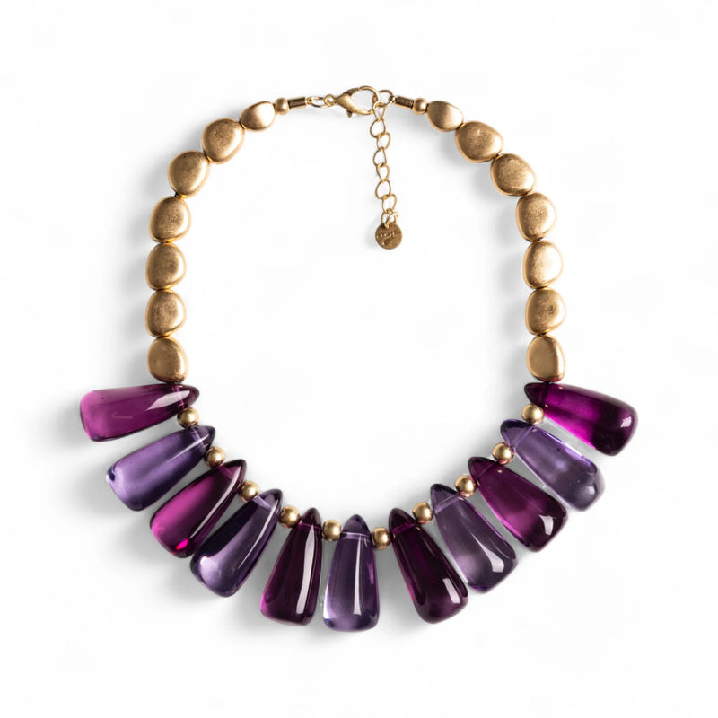 Mya Accessories Collana G11911 girocollo con pietre in resina trasparente viola