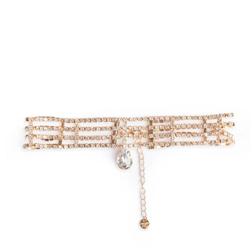 Mya Accessories Collana girocollo fili strass vetro crystal pendente a goccia F16110