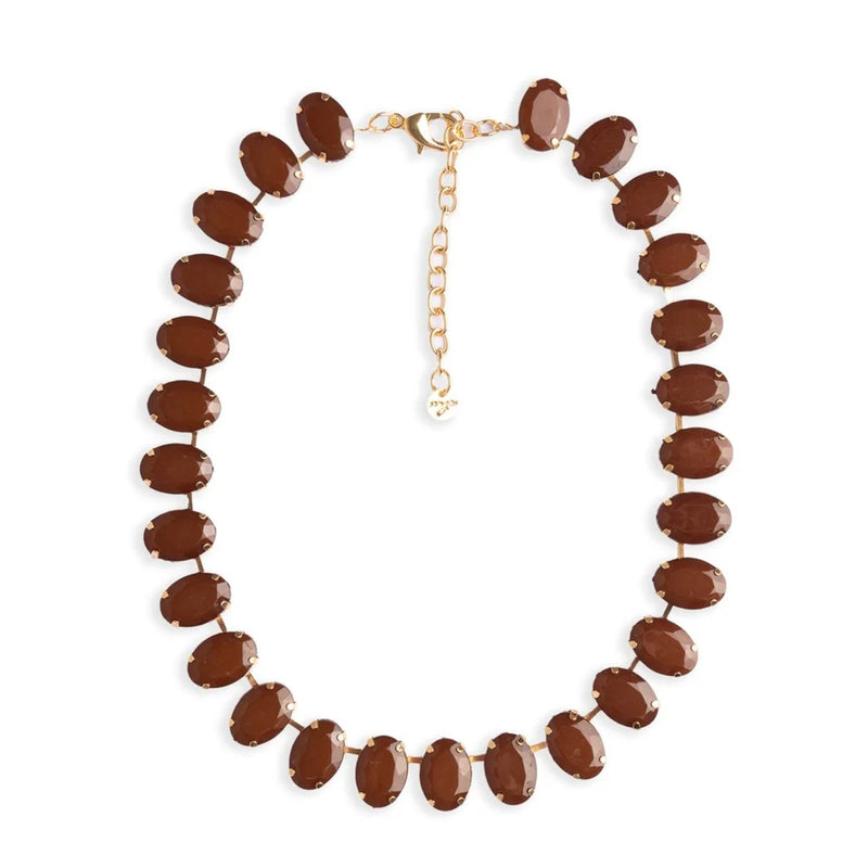 Mya Collana girocollo con pietre ovali in resina marrone f11402