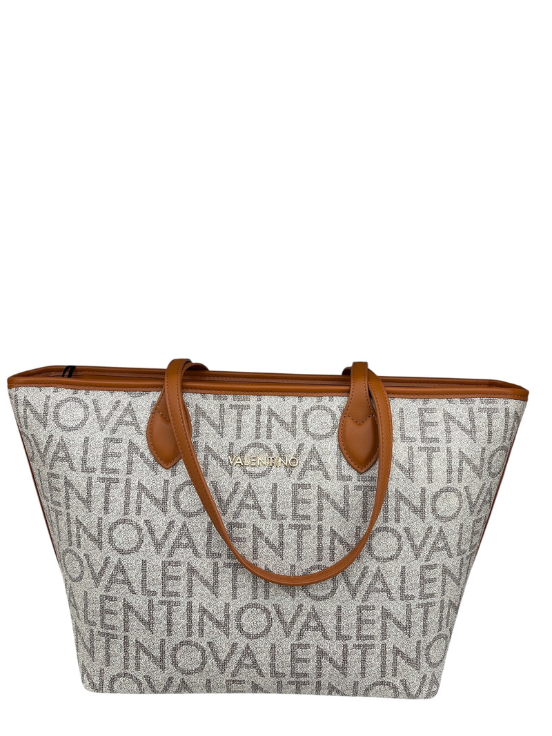 Mario Valentino Borsa A Spalle Logo Beige/Cuoio VBSA1F02
