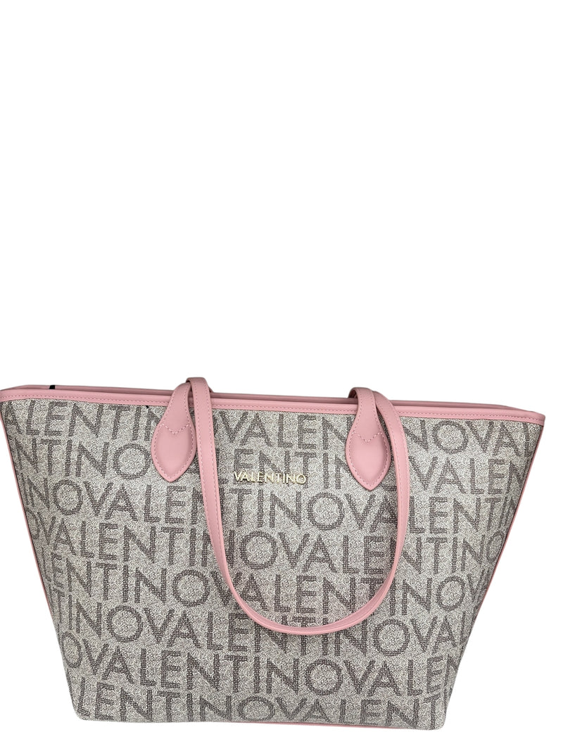 Mario Valentino Borsa A Spalle Logo Rosa/Beige VBSA1F02
