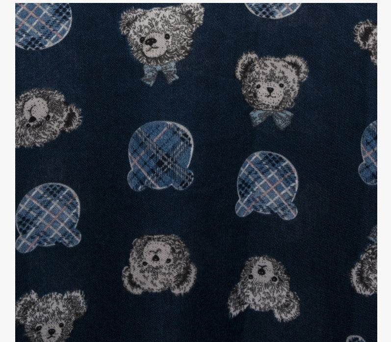 Mya Accessories Sciarpa in cotone blu con stampa ad orsacchiotti