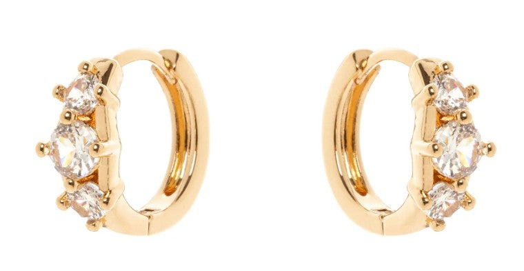 Orecchini mini cerchio e tre zirconi Ginevra - Oro