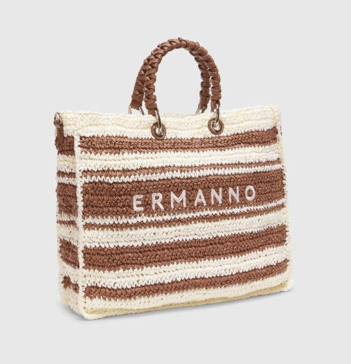 Ermanno Scervino Borsa a Mano In Rafia 12402098 Crema/Marrone