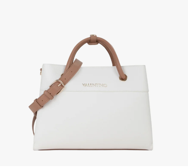 Mario Valentino Alexia Borsa VBS5A802 Doppio Manico Grande Bianco/Cuoio