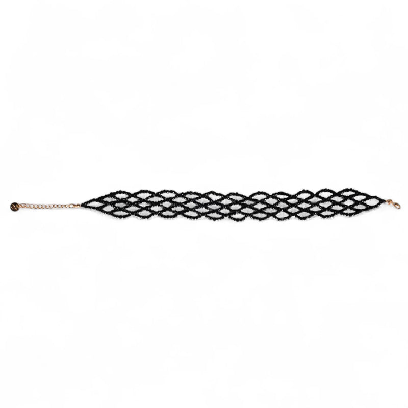 Mya Accessories Chocker a rete di microcristalli neri G11171