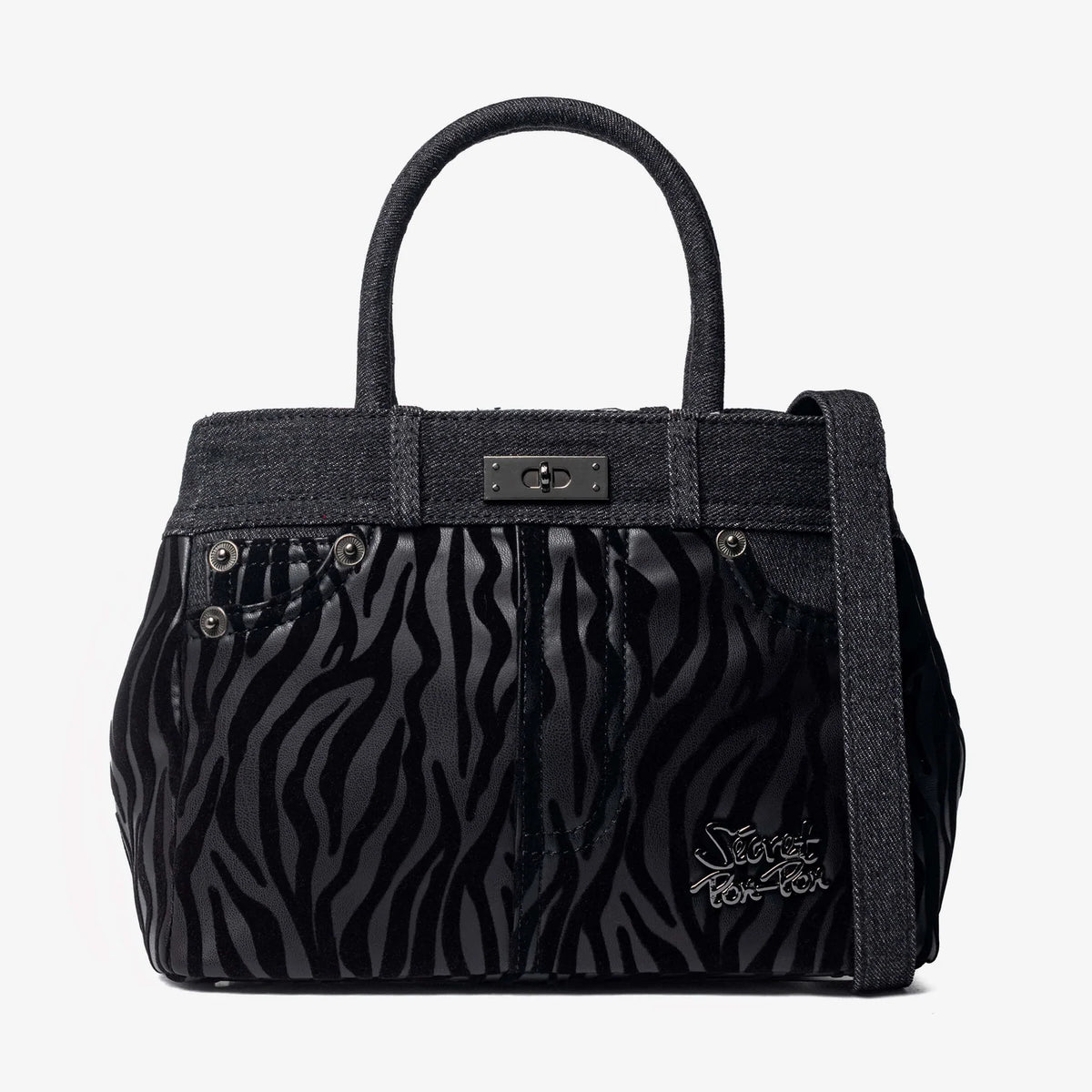 Secret Pon-Pon Borsa a Mano/Tracolla Kelsy Zebra Nero