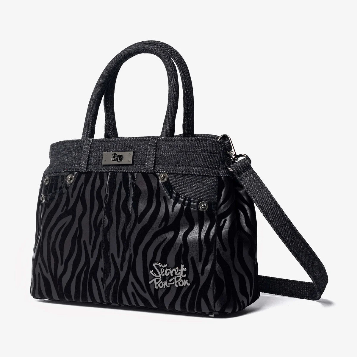 Secret Pon-Pon Borsa a Mano/Tracolla Kelsy Zebra Nero