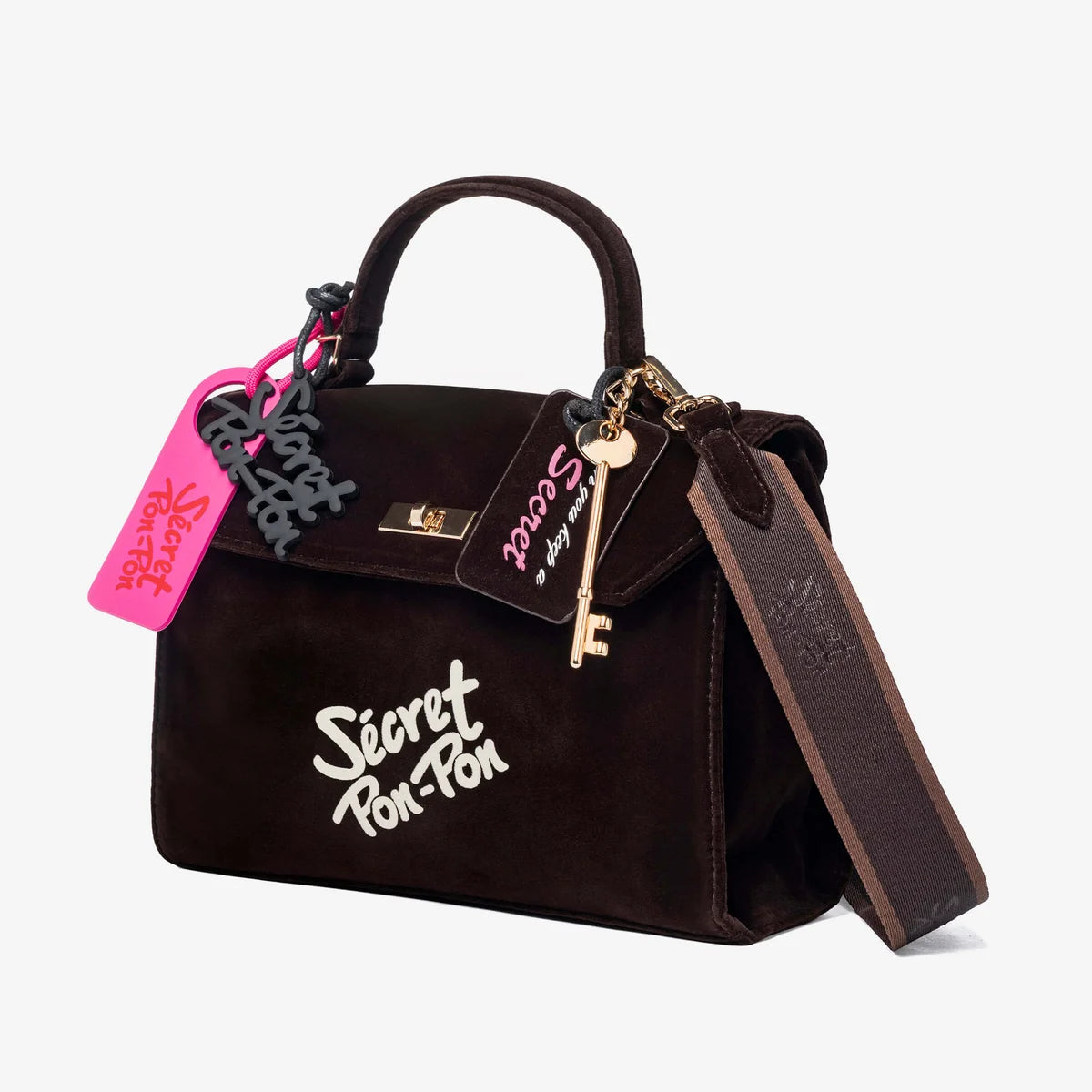 Secret Pon-Pon Borsa a Mano/Tracolla Laureen Velvet Cioccolato