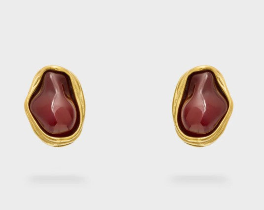 Nali' Orecchini Sinuosi Con Pietra Rosso/oro PWOR0009