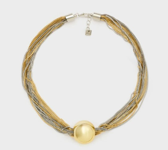 Nali' Collana Multifilo Con Sfera Oro/Argento EMCL1094