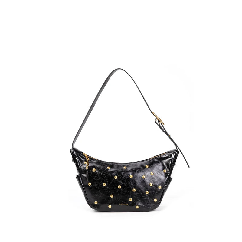 Gio Cellini Borsa a Spalla Nera Con Borchie Oro
