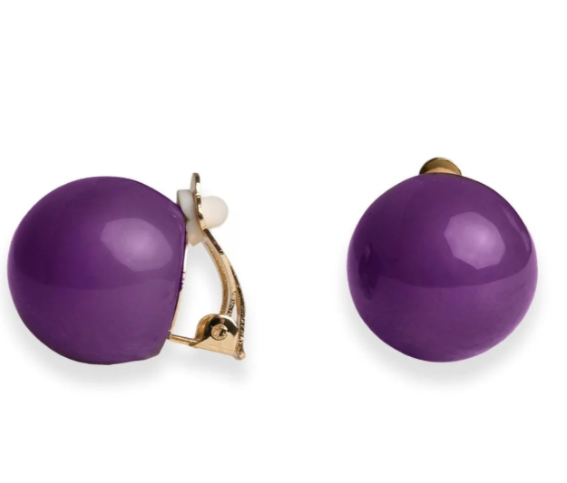 Mya Accessories Orecchini con sfera in acrilico viola a clip