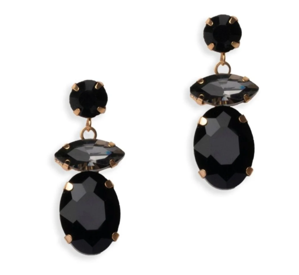 Mya Accessories Orecchini con tre pietre in vetro tono nero