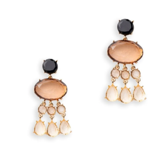 Mya Accessories Orecchini pendenti in acrilico trasparente nero e beige