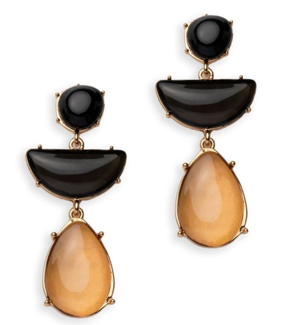 Mya Accessories Orecchini pendenti in acrilico trasparente nero e beige