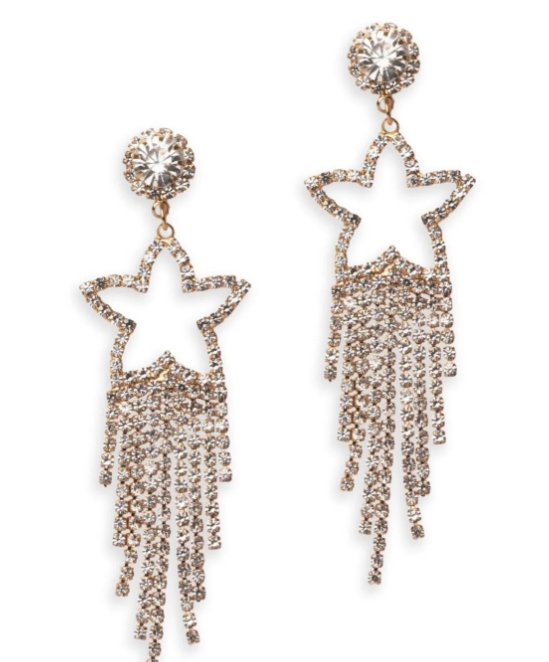 Mya Accessories Orecchini pendenti con stella in metallo strass cristallo