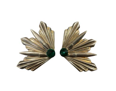 Gio Preziosi Orecchini Geometrici Con Pietra Verde