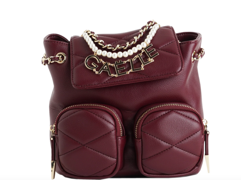 Gaelle Zaino Piccolo Bordeaux Matelassé con Perle e Charms