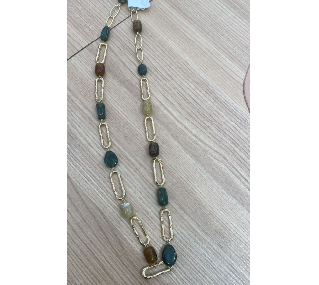 Mya Accessories Collana Verde/Marrone