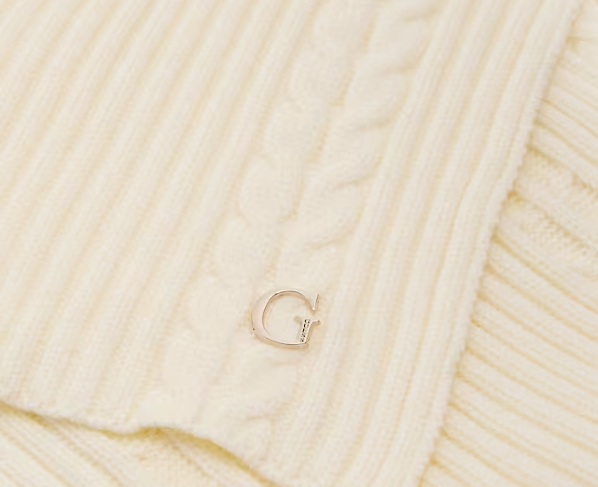 Guess Sciarpa maglia scritta logo Bianca
