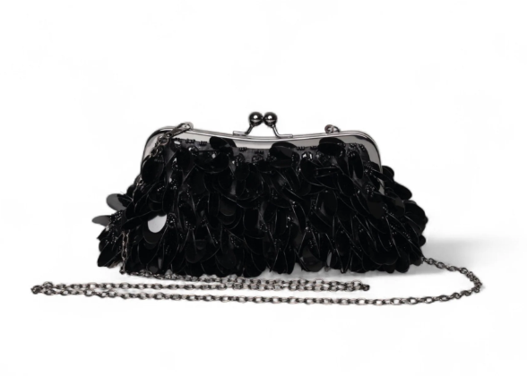 Mya Accessories Borsa clutch impreziosita da paillettes nere