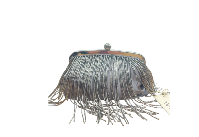 Mya Accessories Pochette A Mano Argento Con Frange
