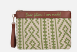 Le Paandorine Pochette Giulia intrecciata con polsiera colore verde PS2620B29