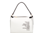 Le Pandorine Pochette Fede con manico e stampa lettering colore panna PS2625B59