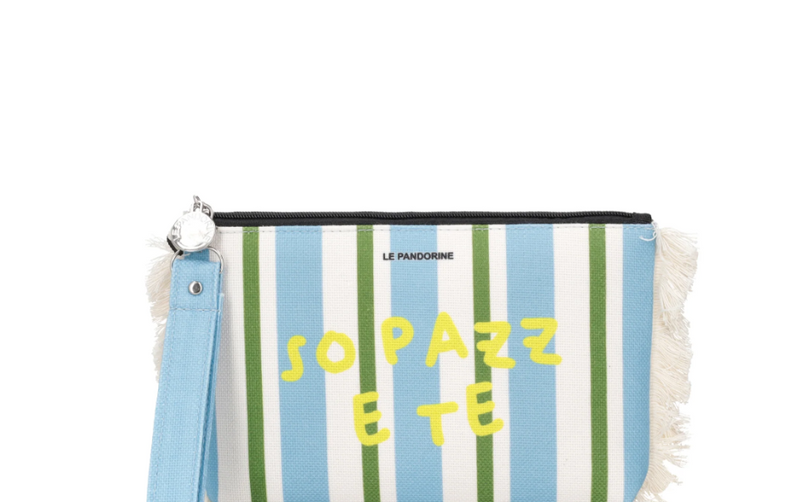 Le Pandorine Pochette Marina in tessuto con polsiera colore azzurro PS2635B81