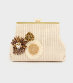 NALI POCHETTE MARBELLA IN PAGLIA+FIORI BEIGE SNPC0023