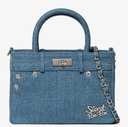 Secret Pon Pon Borsa a Mano/Tracolla Denim Bag Poche