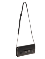 ICON BORSA A TRACOLLA NERA CON SCRITTA IN ARGENTO LANA ICBS07A02