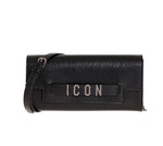 ICON BORSA A TRACOLLA NERA CON SCRITTA IN ARGENTO LANA ICBS07A02