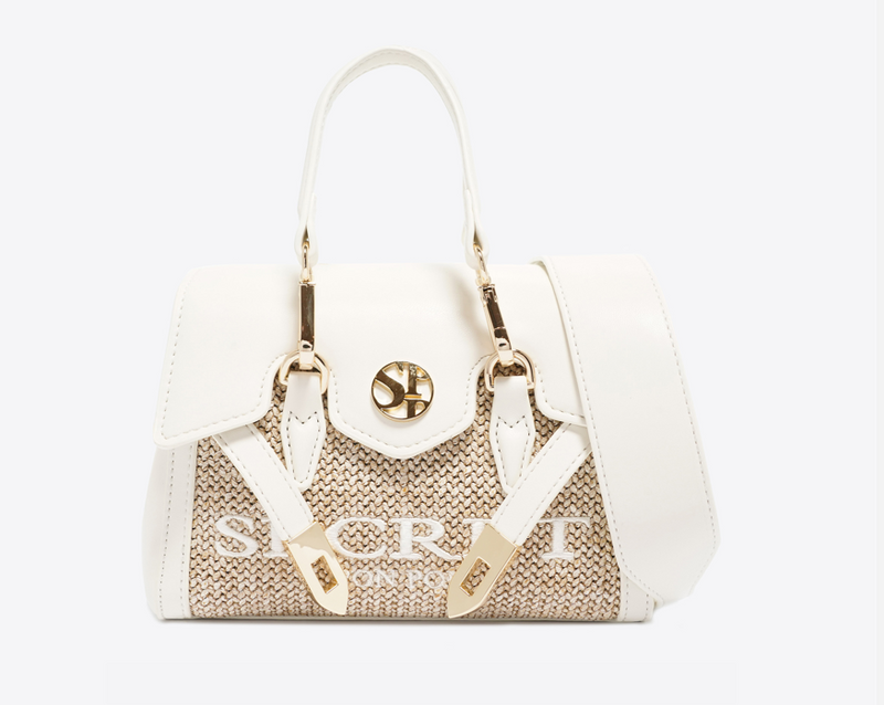 Secret Pon Pon Borsa a mano/Tracolla Quiny Straw Xsmall White