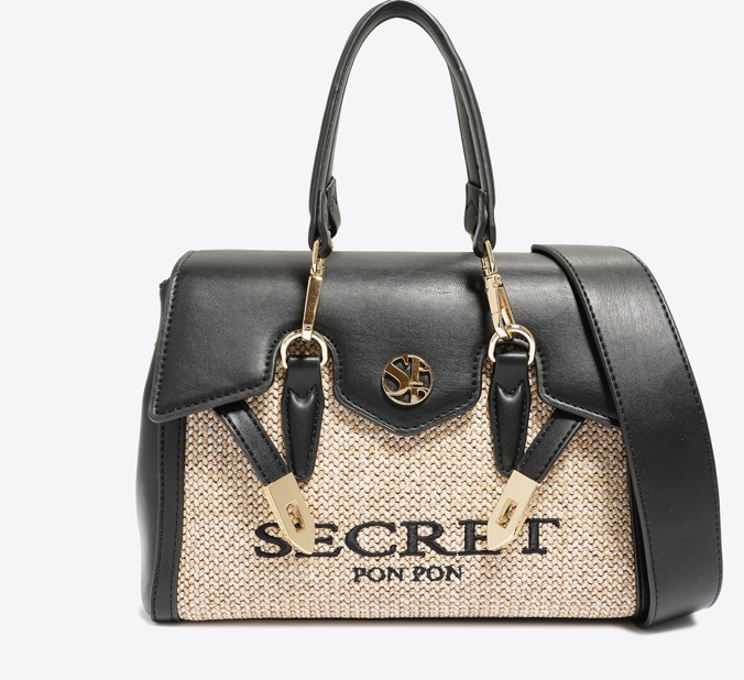 Secret Pon Pon Borsa a mano/Tracolla Quiny Straw Small Black