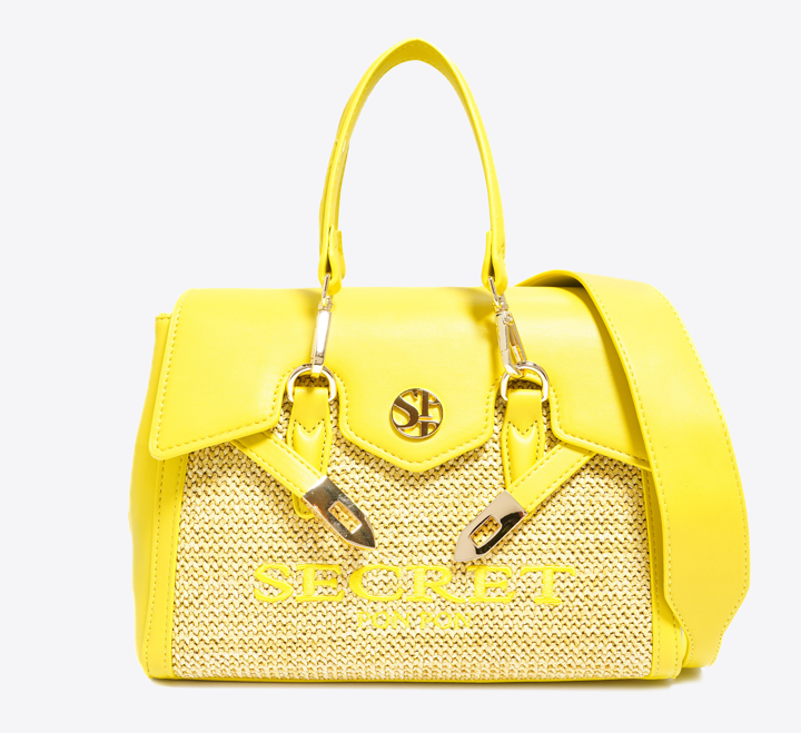 Secret Pon Pon Borsa a mano/Tracolla Quiny Straw Small Lemon