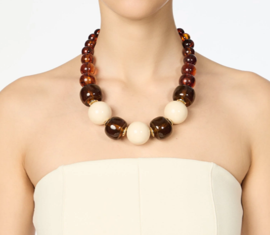 Sodini Bijoux Collana boule degradè Vieste - Avorio e ambra 852287