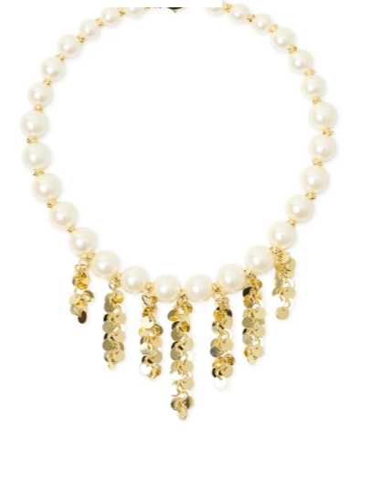 Sodini Collana perle frange paillettes Eve - Oro e bianco 912942