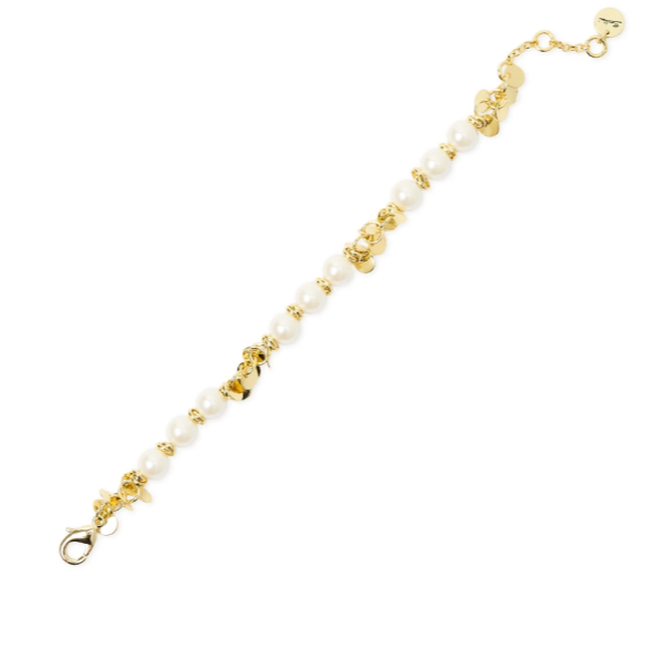 Sodini Bracciale filo paillettes e perle Eve - Oro e bianco 912954