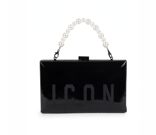 Icon Pochette con Tracolla ICBS35A501 Nera con Manico Perline