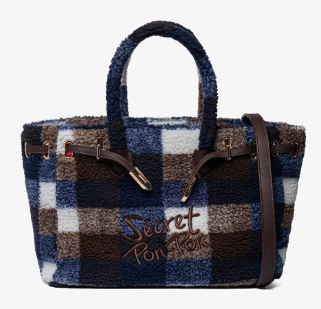 Secret Pon-Pon Kaylyn Check Cocoa/Dark Blue