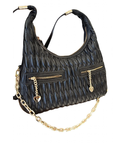 L'Atelier Du Sac Borsa a Spalla/Tracolla Nera e Oro 20624