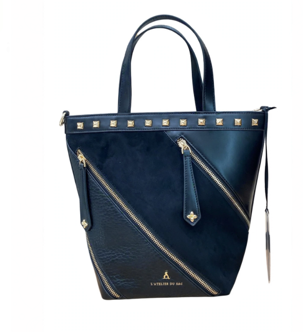 L'Atelier Du Sac Borsa a Mano/Tracolla Nera e Oro 20630