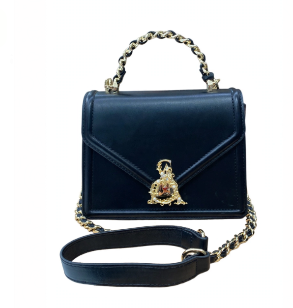 L'Atelier Du Sac Borsa a Mano/Tracolla Nera e Oro 16012